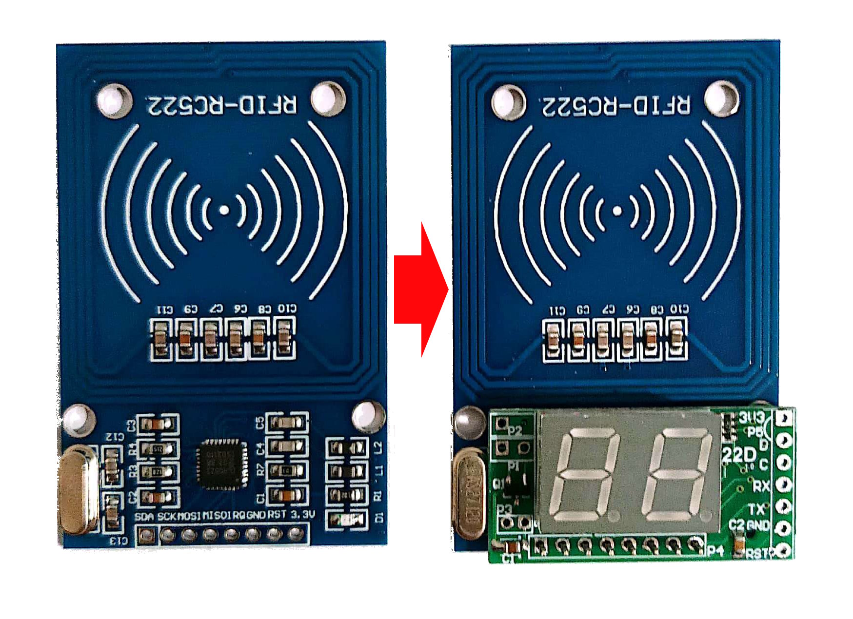 برد راه انداز ماژول RFID MFRC522 3 برد راه انداز ماژول RFID RF522